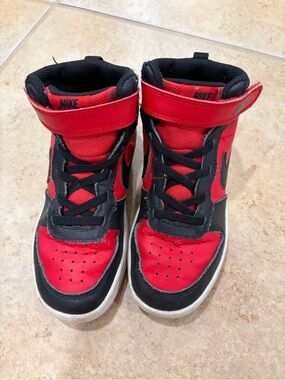 Nike Kids Red and Black High-Top Sneakers